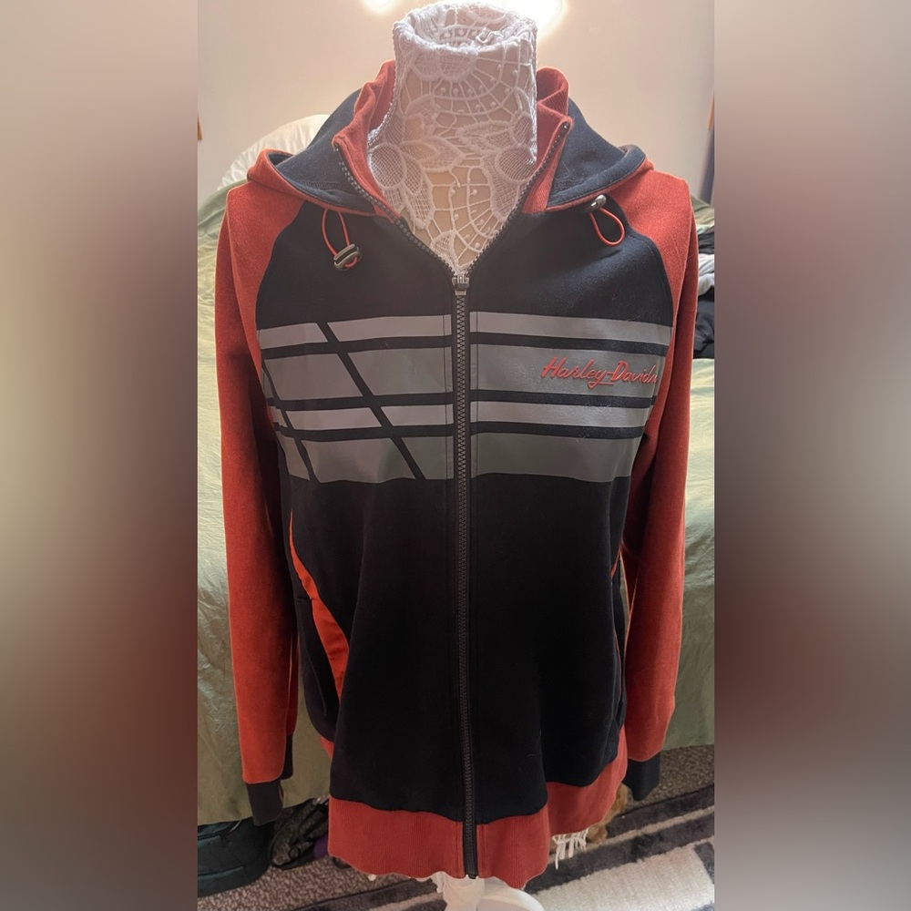 Harley-Davidson Black and Orange Jacket - Picture 1 of 13